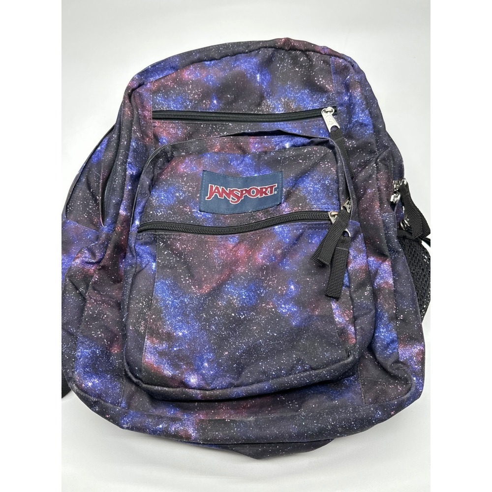 JanSport Backpack‎ Galaxy Print School Book Bag Travel Laptop Purple Blue